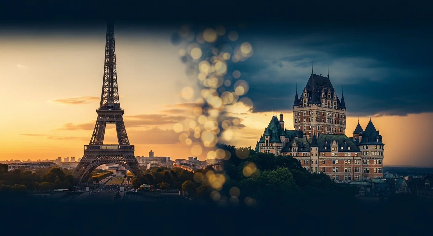 Eiffel Tower in Paris and Château Frontenac in Québec